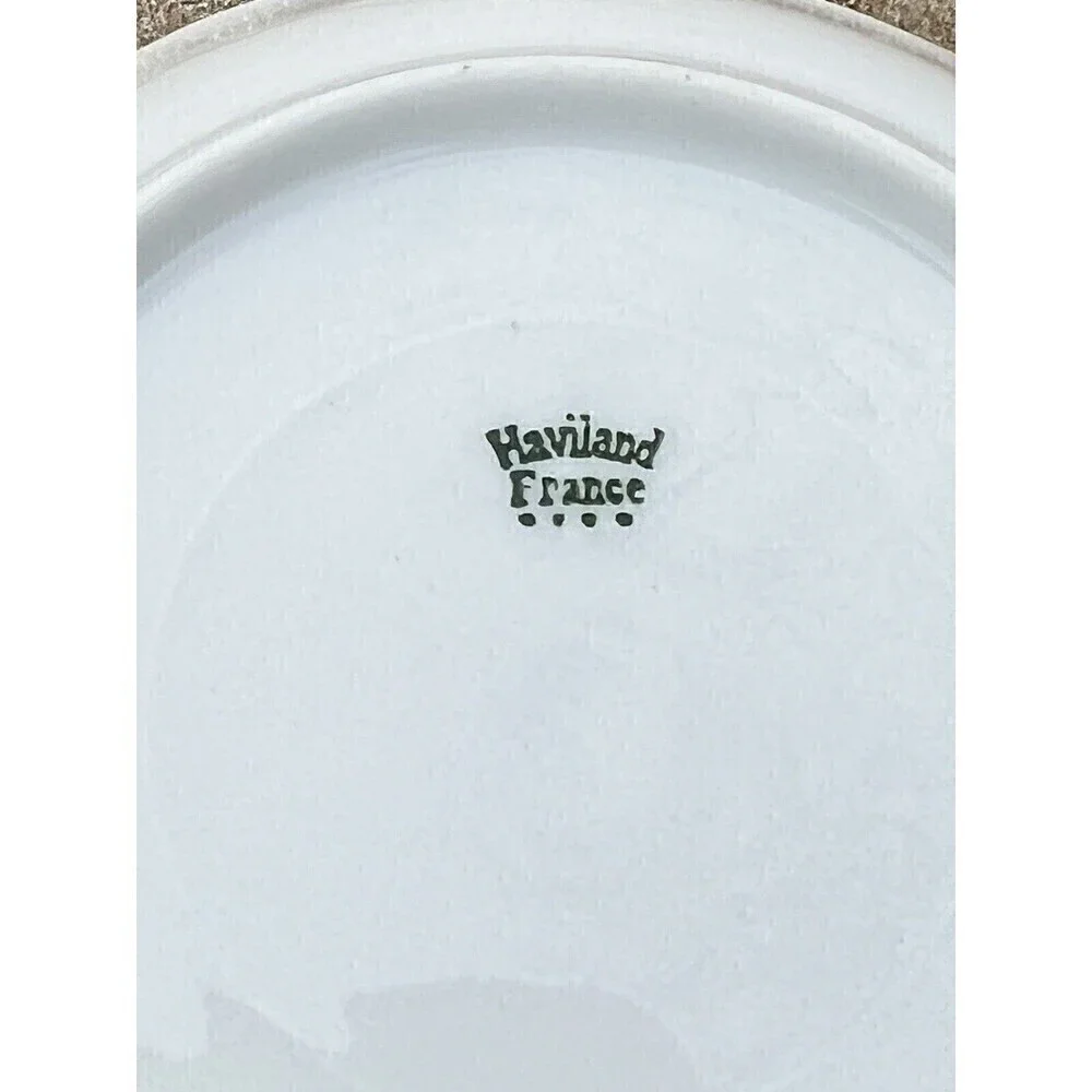 HAVILAND  FRANCE SAUCER WHITE GOLD MONOGRAM 
